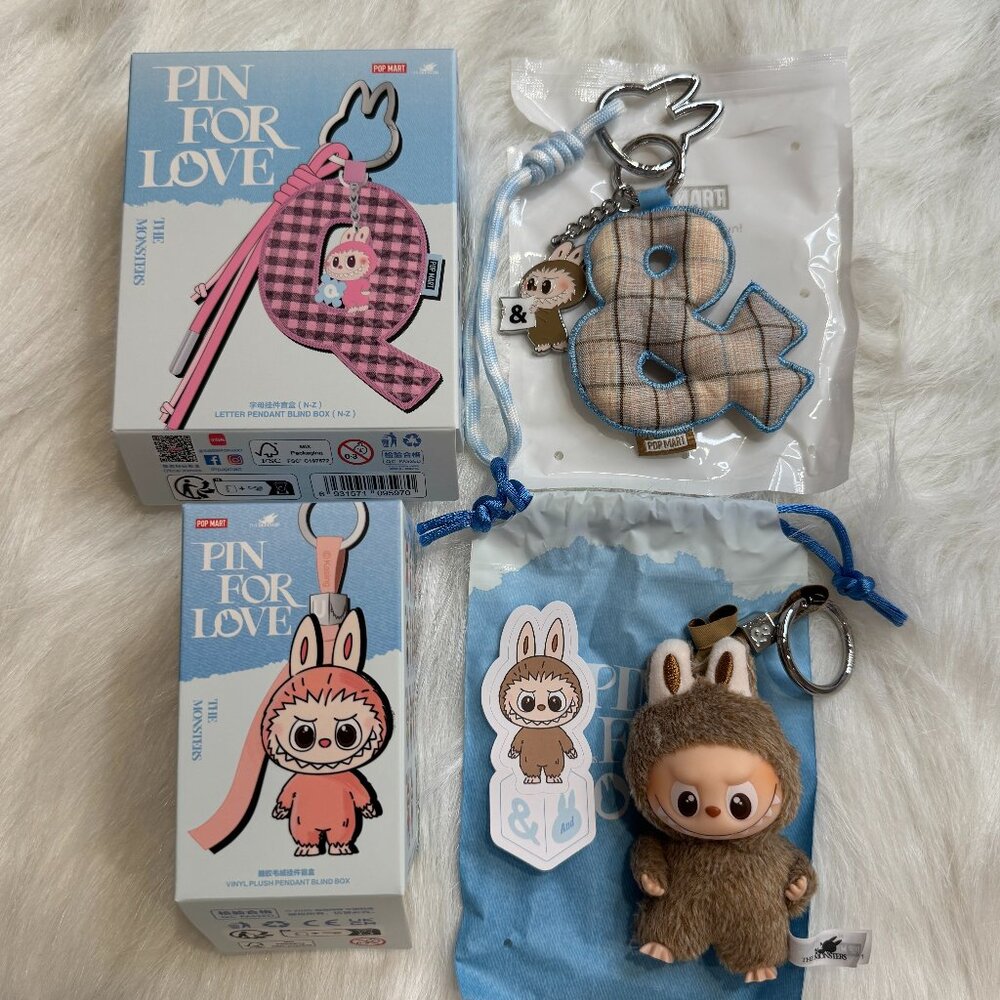 AUTHENTIC Labubu Pin for Love Plush Pendant + Letter Pendant Set – &